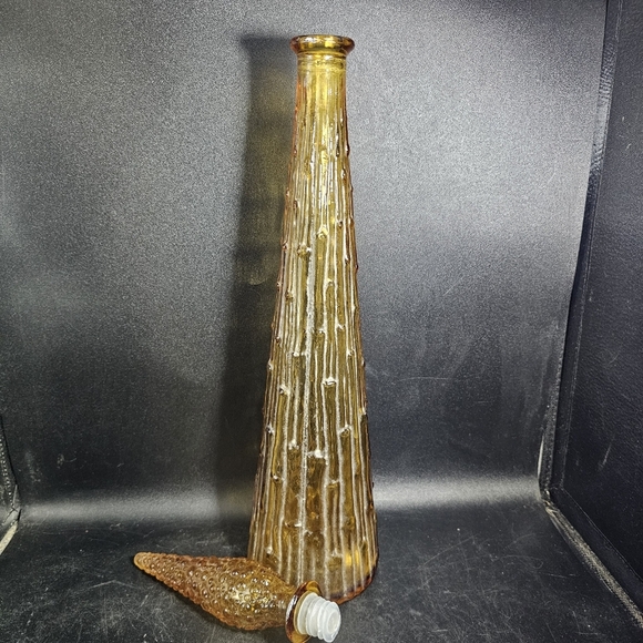 Elegant Vintage Empoli Amber Genie Glass Bottle - Picture 8 of 10